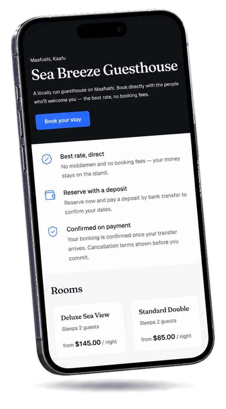 A guesthouse booking page open on a phone