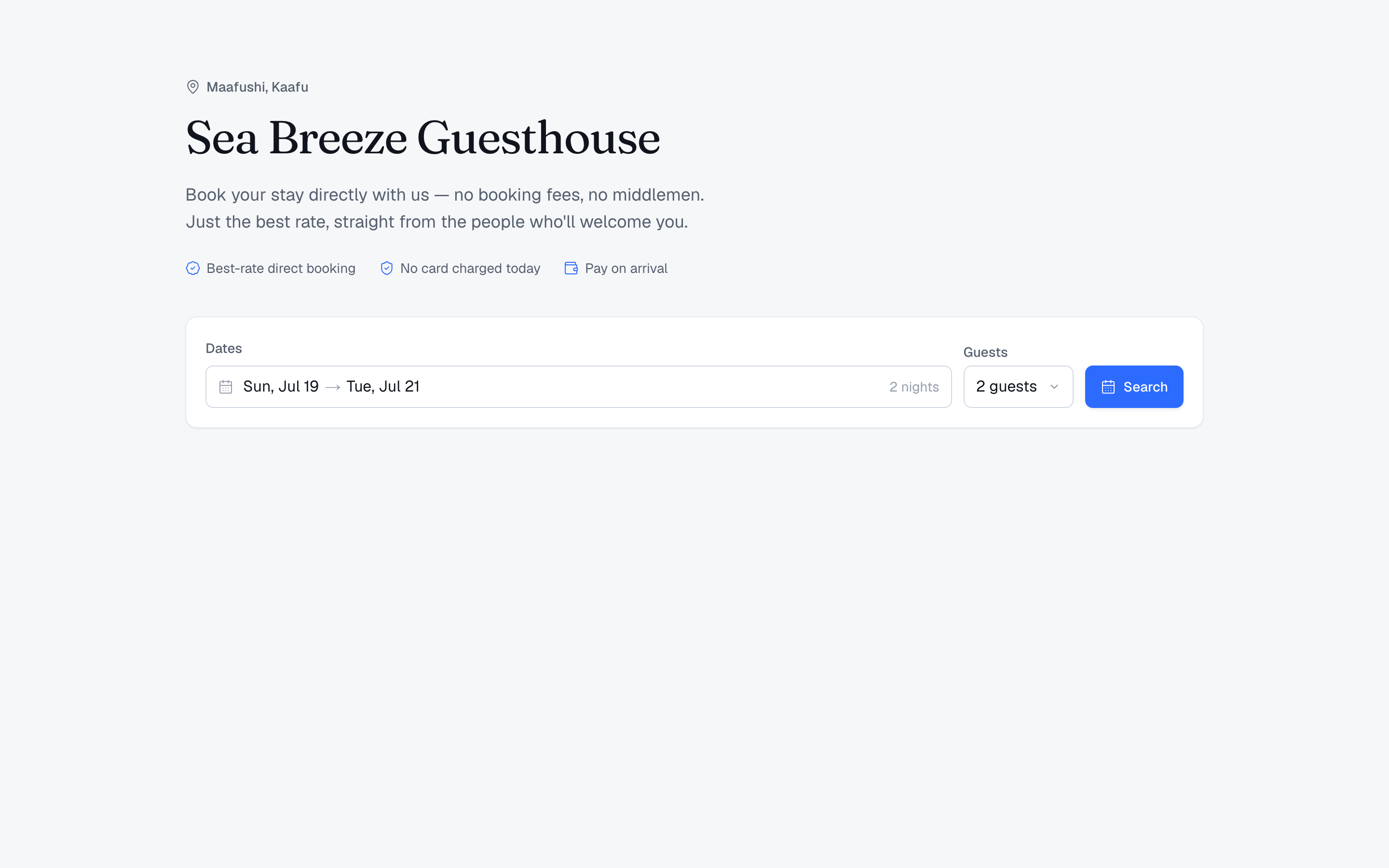 Direct booking page